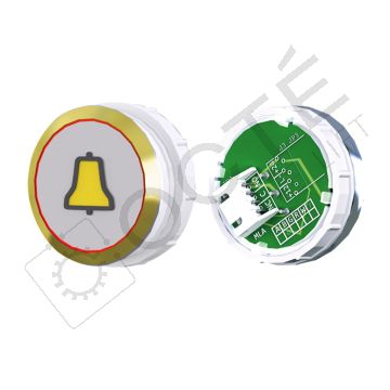 Bouton ACHILLE S. Braille Col. Inox fond gris JST rouge ALARME