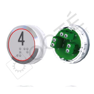 Bouton ACHILLE Braille Col. Inox fond gris Vis (1 ct) rouge 4