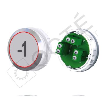 Bouton ACHILLE Braille Col. Inox fond gris Vis (1 ct) rouge -1