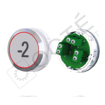 Bouton ACHILLE Braille Col. Inox fond gris Vis (1 ct) rouge -2