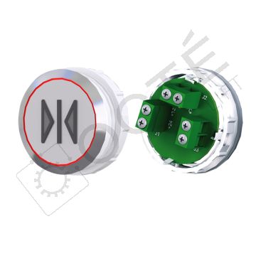 Bouton ACHILLE S. Braille Col. Inox fond gris Vis (1 ct) rouge FERMETURE